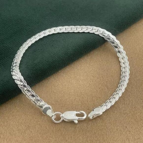 925 Silver Cuban Snake Chain Set 5mm Necklace Bracelet BOHO Fashion Birthday NEW